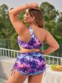 SHEIN Swim Vcay Plus Size Coconut Tree Printed Swimsuit 3pcs/Set