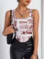 SHEIN Coolane Printed Knitted Camisole Vest