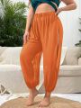 SHEIN Plus Solid Split Side Cover Up Pants