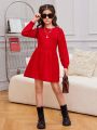 SHEIN Tween Girl Solid Sweater Dress