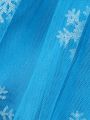 Baby Girls' Button-Front Snowflake Mesh Double-Layered Ruffle Hem Sleeveless Dress