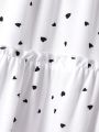 SHEIN Kids FANZEY Heart Print Frill Trim Skirt