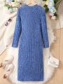 Tween Girl Solid Ribbed Knit Dress