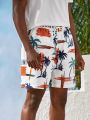 Manfinity Men Palm Tree & Letter Graphic Swim Trunks