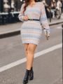 SHEIN Privé Women's Plus Size Striped & Twisted Knit Sweater Dress