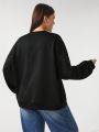 Vitoria Brayner Plus Size Baggy Style Letter Print Drop Shoulder Sweatshirt