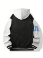 Manfinity Hypemode Men Letter Graphic Colorblock Drawstring Hoodie