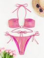 Women'S Fashionable Strappy Two-Piece Swimsuit Set