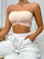 Solid Ruched Front Tube Top