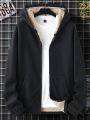 Men Plus Zip Up Thermal Lined Hoodie Without Tee