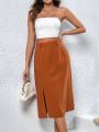 Women's Solid Color Split Hem Skirt