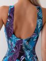 SHEIN Swim Vcay Women's Botanical Print Wrap One Piece Swimsuit