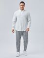 SHEIN Extended Sizes Men Plus Solid Shirt & Plaid Pants