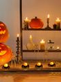 Halloween Decorative Led Electronic Candle Light With Spider Design, Table Lamp, Horrible Atmosphere, Built-in Battery