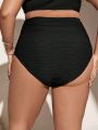 SHEIN Swim Basics Women'S Plus Size Solid Color Ruffled Bikini Bottom