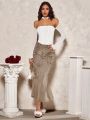 SHEIN BAE Women White Hollow Out Bodycon Bodysuit, Long Sleeve, Charming And Elegant For Valentine's Day Date