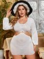 SHEIN Swim Basics Plus Size Women'S Hollow Out Waist Cover Up Top