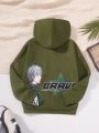 SHEIN Kids EVRYDAY Tween Boy Figure & Letter Graphic Hoodie