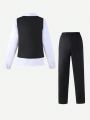 2pcs/Set Teenage Boys' Fashionable And Handsome Gentleman Costume For Spring And Autumn Parties & Performances