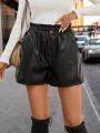 SHEIN LUNE Ladies' Black Button-up Shorts