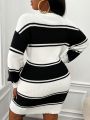 SHEIN Slayr Plus Size Women's Stripe Spaced Pullover Sweater Dress