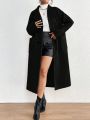 SHEIN Privé Women's Double Breasted Woolen Coat With Lapel
