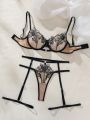 Romantic Elegant Embroidery Detail Sexy Lingerie Set