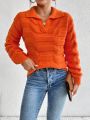 SHEIN Frenchy Texture Polo V-neck Women's Sweater