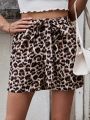 Leopard Print Belted Shorts