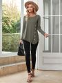 EMERY ROSE Button-Embellished Long-Sleeved T-Shirt