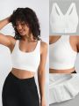 SHEIN Leisure Women'S Hollow Out Detail Hook And Eye Back Sports Bra