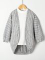 SHEIN Kids QTFun Little Girls' Ribbed Open-front Cardigan Coat