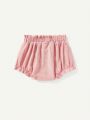 Cozy Cub Baby Girls' Solid Color Bowknot & Bud Design Shorts Set