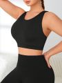 SHEIN Outdoor Mountain Plus Size Solid Color Sports Bra