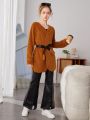 Teenagers (female) Solid Color Furry Long-sleeved Warm Jacket