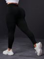 SHEIN Yoga Basic Plus Size Women's Seamless Tummy Control Sport Leggings