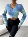 SHEIN Unity Space Dye Crossover Crop Sweater