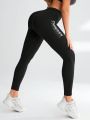 Yoga High Street Yoga High Street Letter Printed Sports Leggings With Phone Pocket