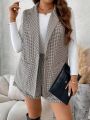 SHEIN Frenchy Plus Plaid Print Vest Blazer & Roll Up Hem Shorts