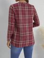 EMERY ROSE Ladies' Plaid Pleated Shirt