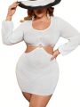 SHEIN Swim Basics Plus Size Women'S Hollow Out Waist Cover Up Top