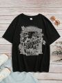 Teen Girls' Casual Pattern Printed Short Sleeve T-Shirt Suitable For Summer