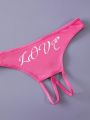 Women's Valentine's Day Sexy Letter Pattern Open Crotch Panties