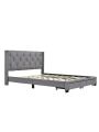 Upholstered Queen Size Storage Bed Linen Upholstered Platform Bed with Two Drawers