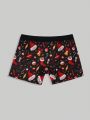 Men Cat & Fish Print Boxer Brief