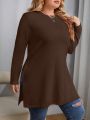 SHEIN Plus Size Women's Long T-Shirt With Slit Hem