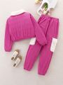 Tween Girls' Corduroy Jacket And Long Pants Set For Autumn And Winter