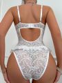 SHEIN Ladies' Sexy Lace Lingerie Set With Strap Design