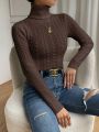 SHEIN Privé Turtleneck Twisted Knit Sweater