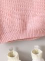 SHEIN Kids EVRYDAY Young Girl Letter & Floral Pattern Drop Shoulder Sweater